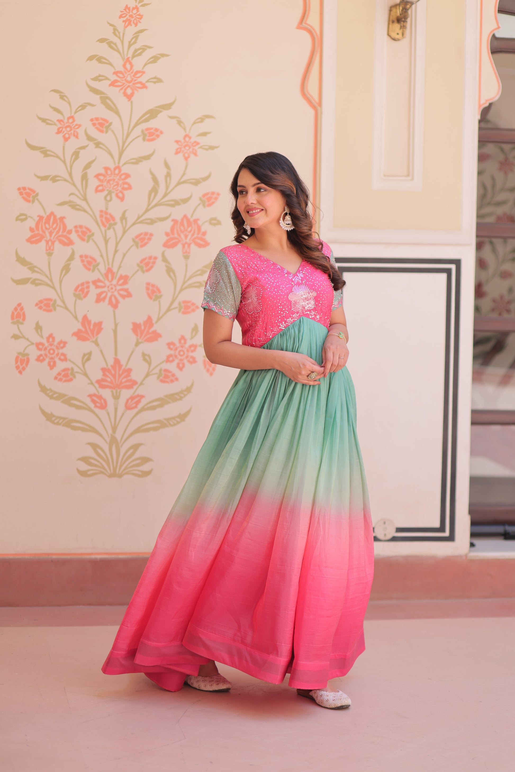 Pink Ethnic Long Dress