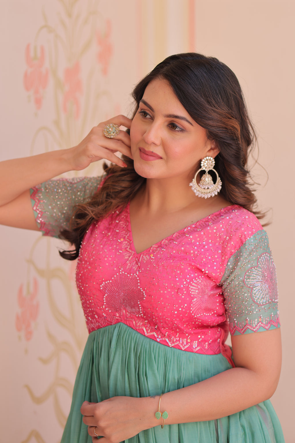 Pink Ethnic Long Dress