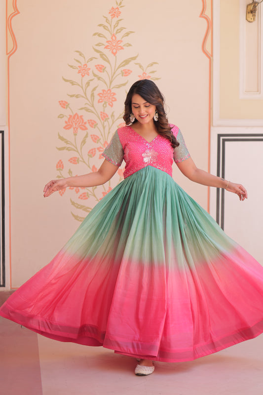 Pink Ethnic Long Dress