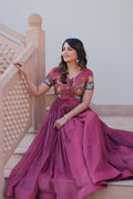 Purple Ethnic Gown With Koti For Women