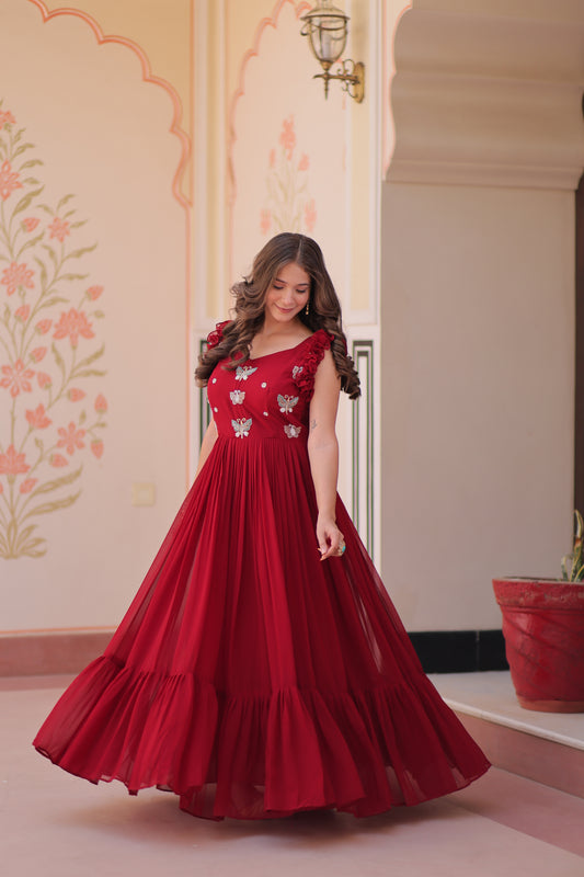 Maroon One Piece Dress For Women