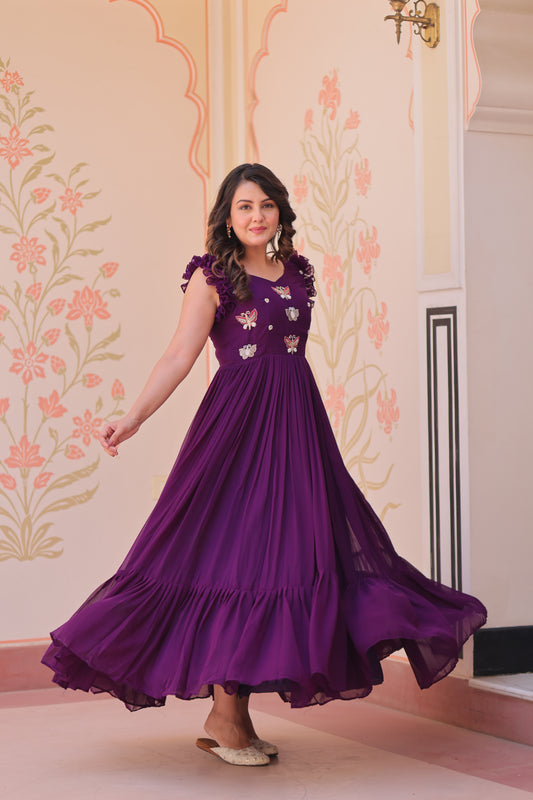 Purple One Piece Dress For Women
