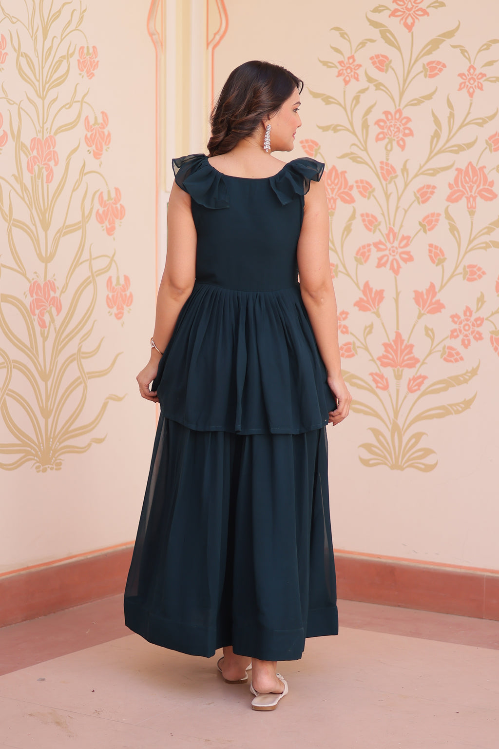 Navy Blue Maxi Ethnic Dress