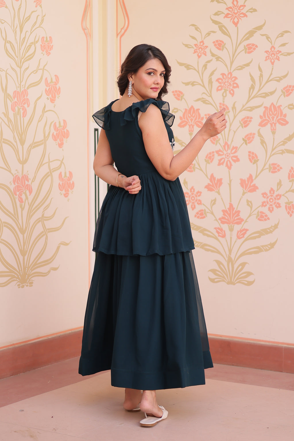 Navy Blue Maxi Ethnic Dress