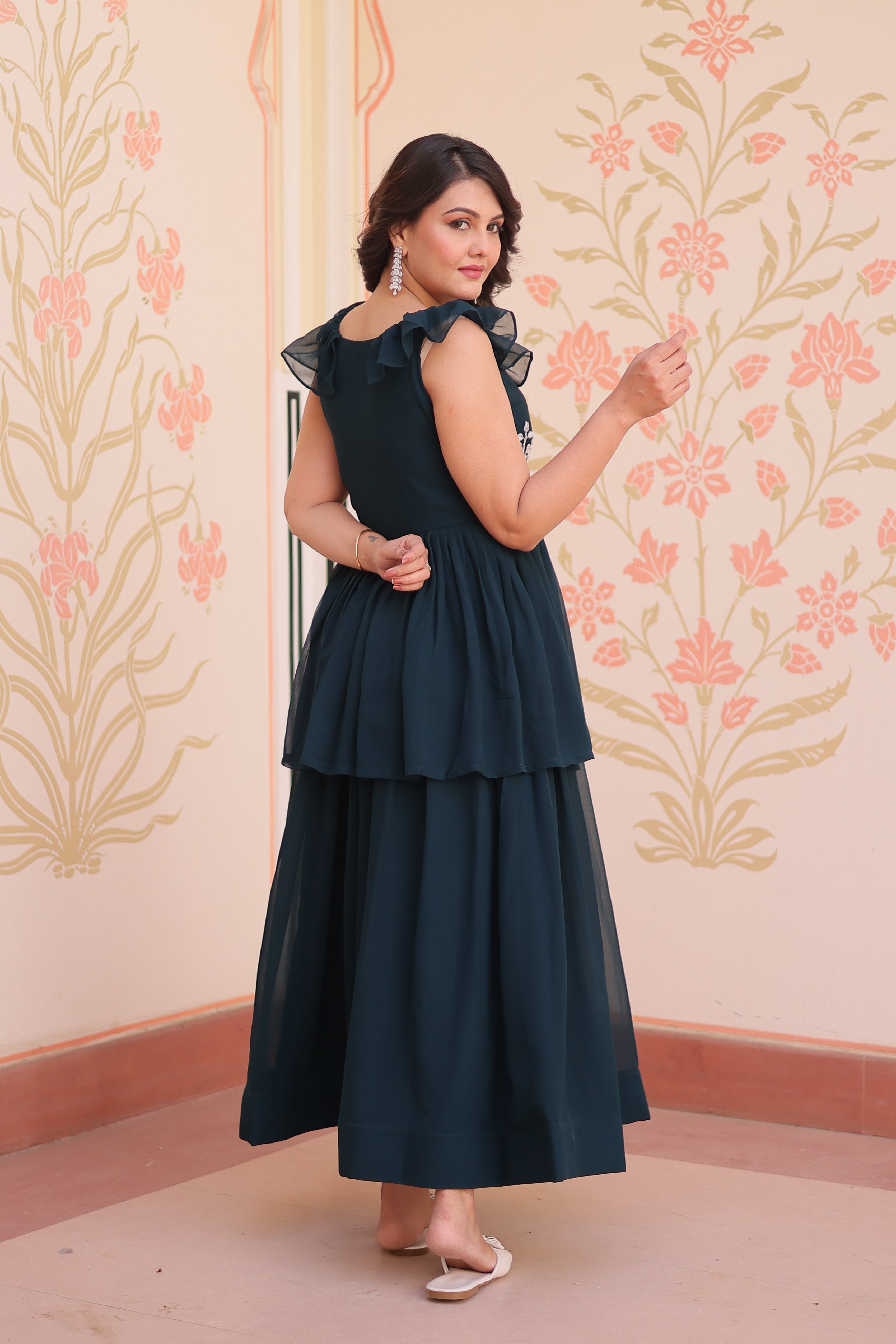Navy Blue Maxi Ethnic Dress