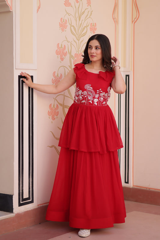 Red Maxi Ethnic Dress