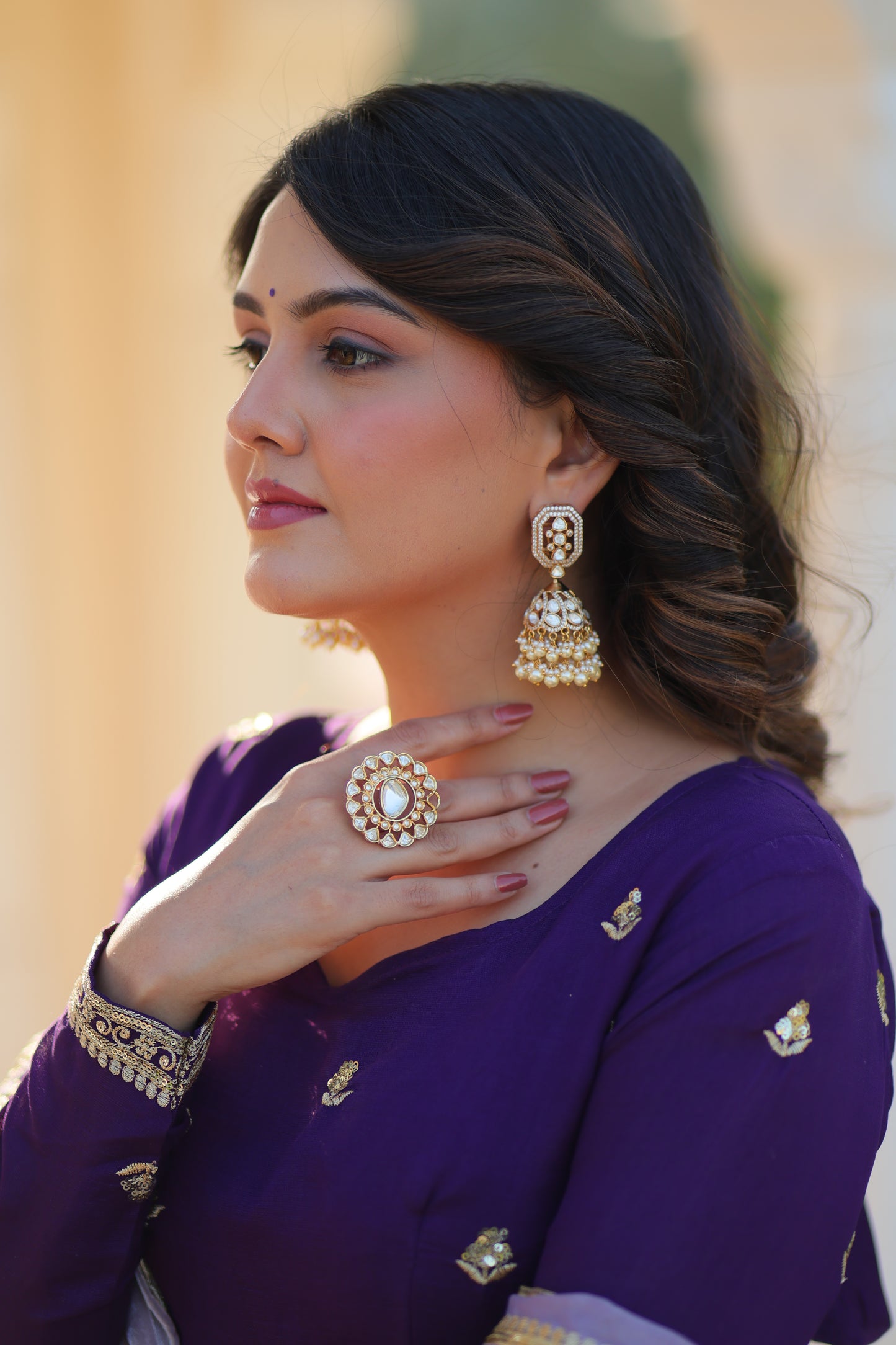 purple anarkali suit party wear