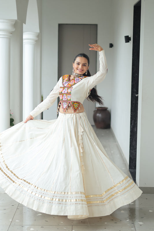 White Gota-Patti Navratri Lehenga Choli