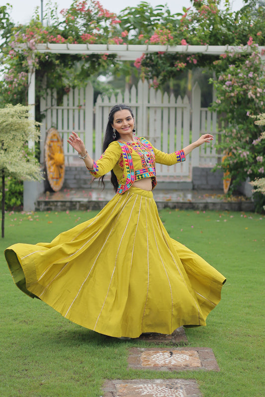 Citrine Silk Gota-patti Navratri Lehenga Choli