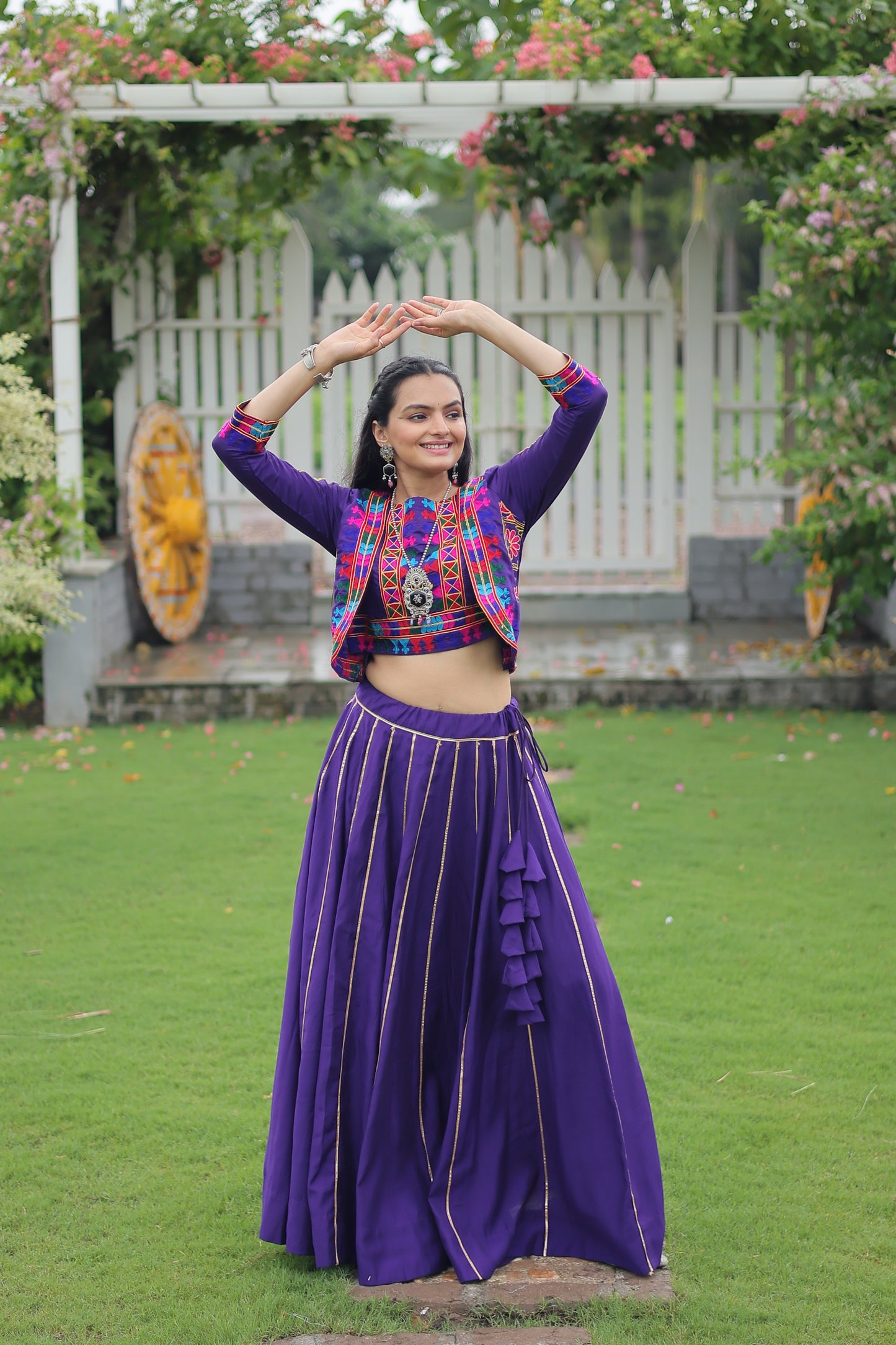 Purple Silk Gota-patti Navratri Lehenga Choli