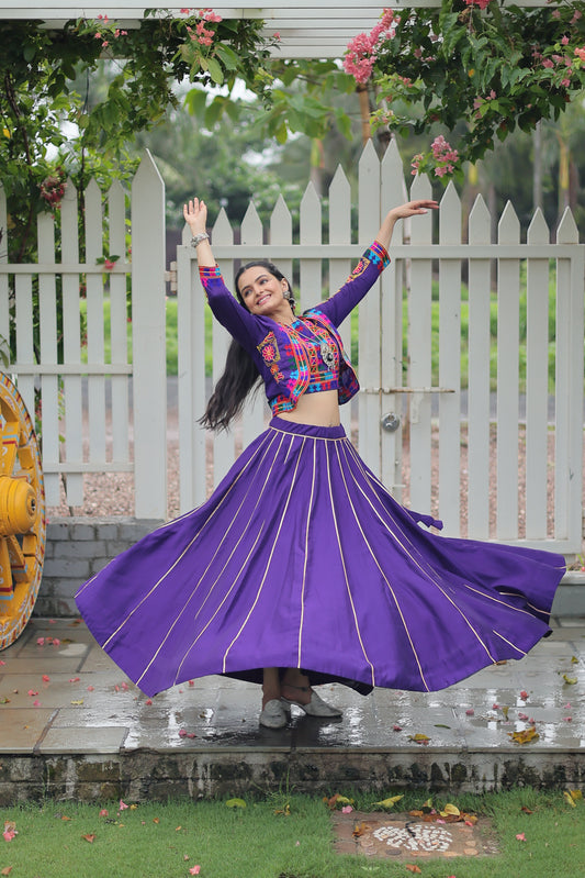 Purple Silk Gota-patti Navratri Lehenga Choli