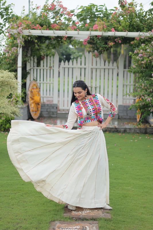 White Silk Gota-patti Navratri Lehenga Choli