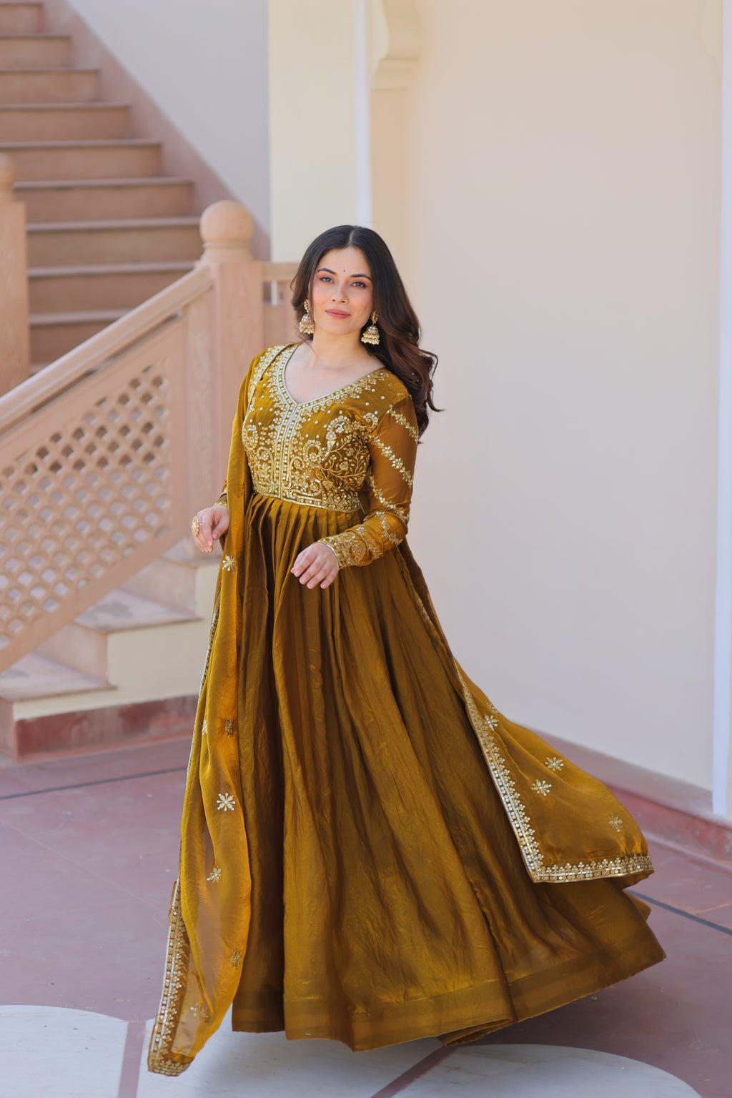 Silk Gown For Women With Dupatta