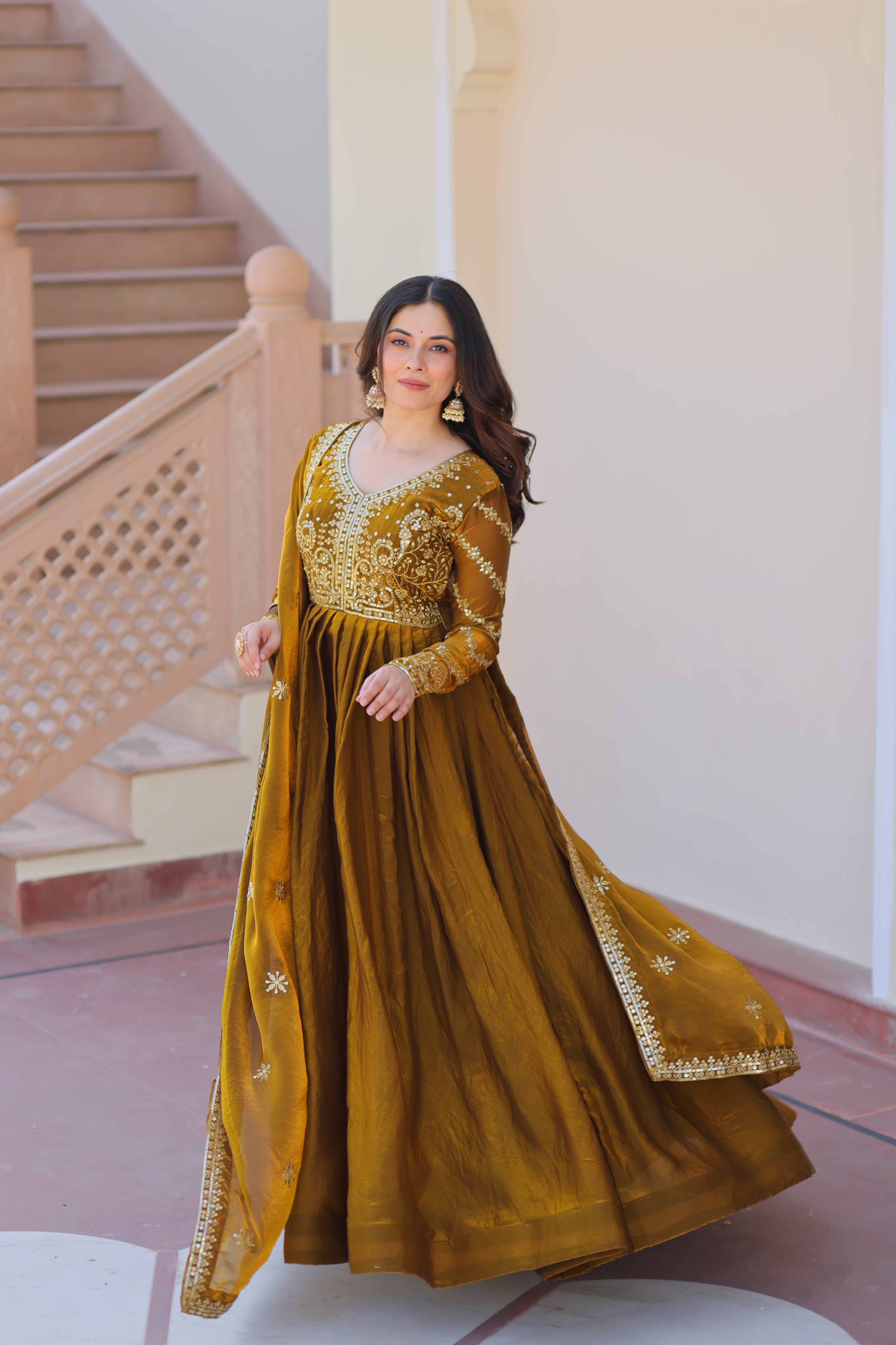 Silk Gown For Women With Dupatta