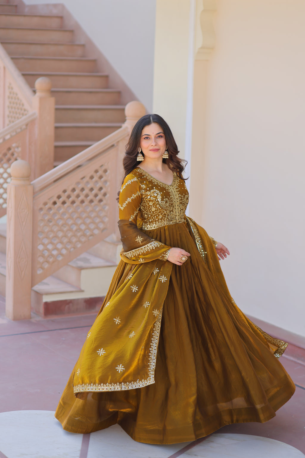Silk Gown For Women With Dupatta