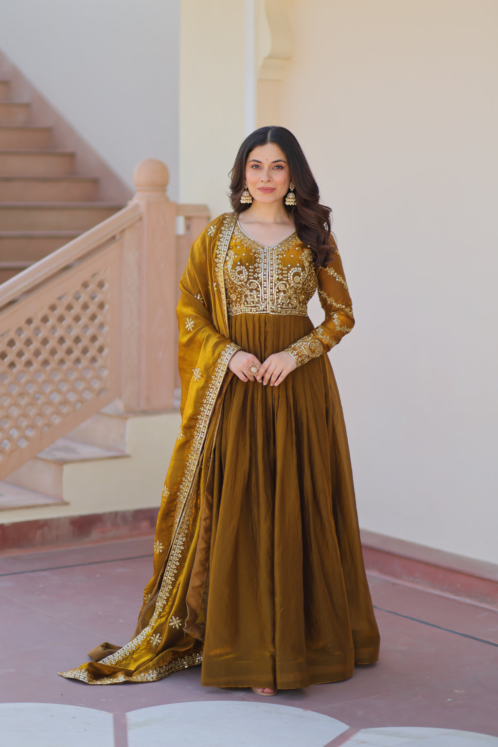 Silk Gown For Women With Dupatta
