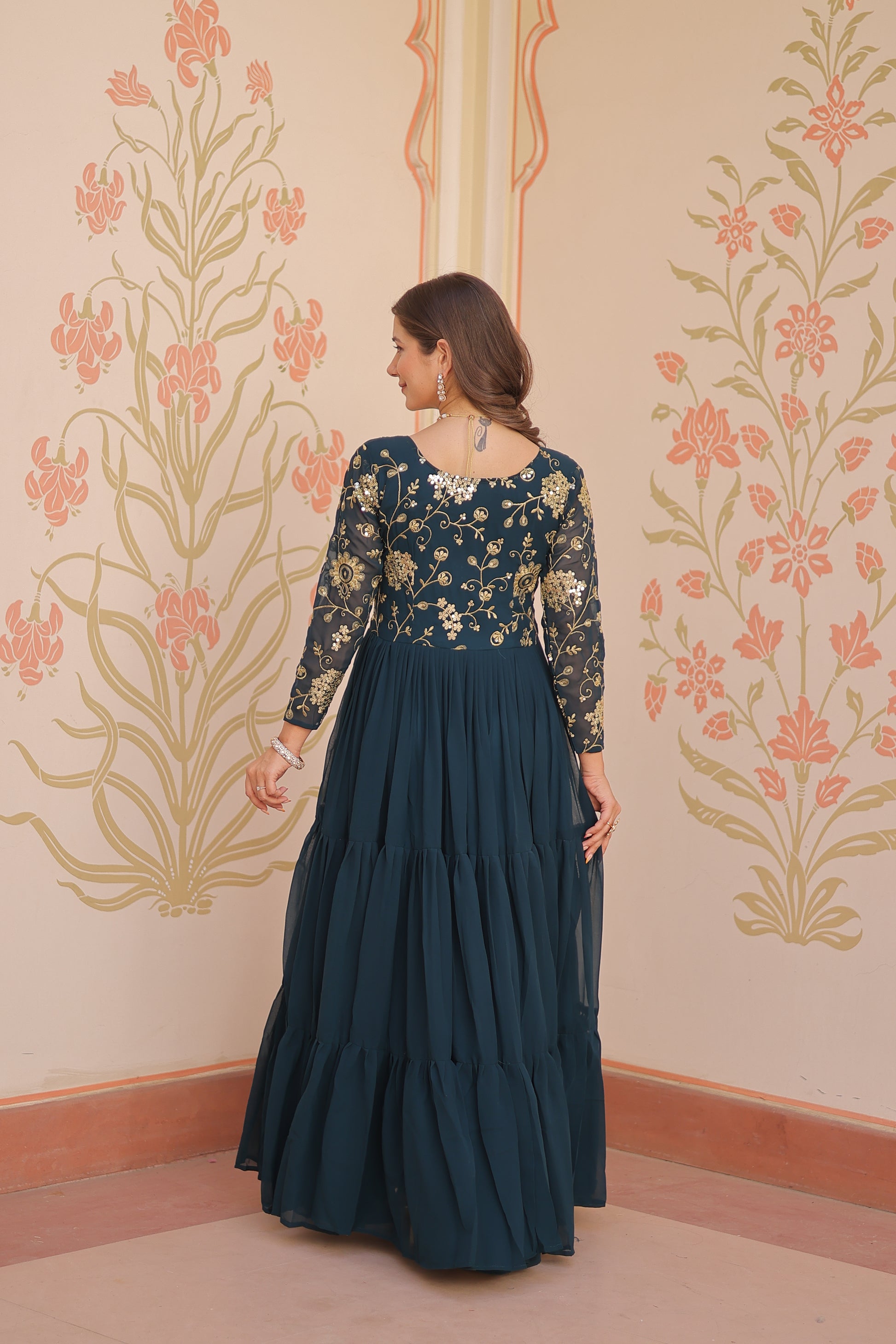 Rama Embroidered Ethnic One Piece Dress