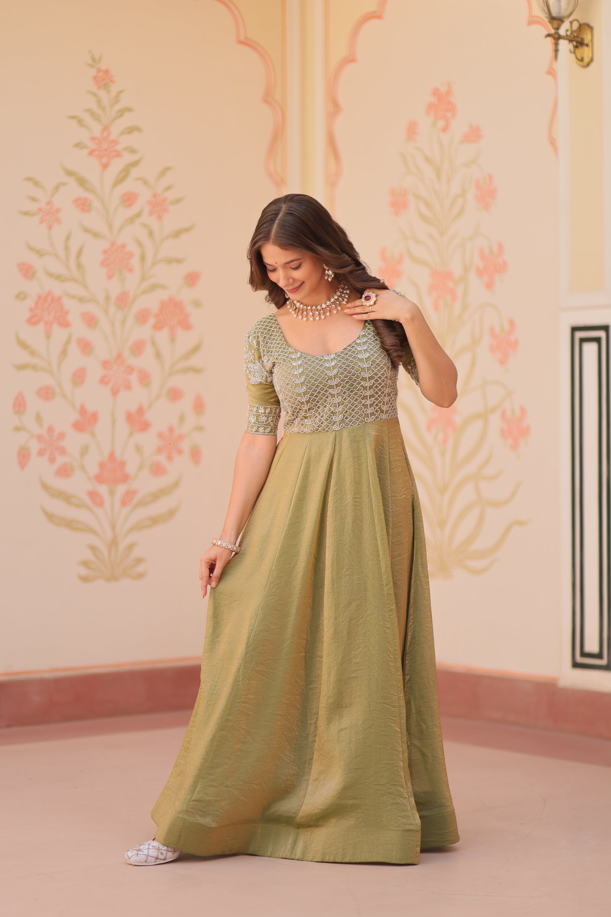 Fency Silk Ethnic Maxi Dress