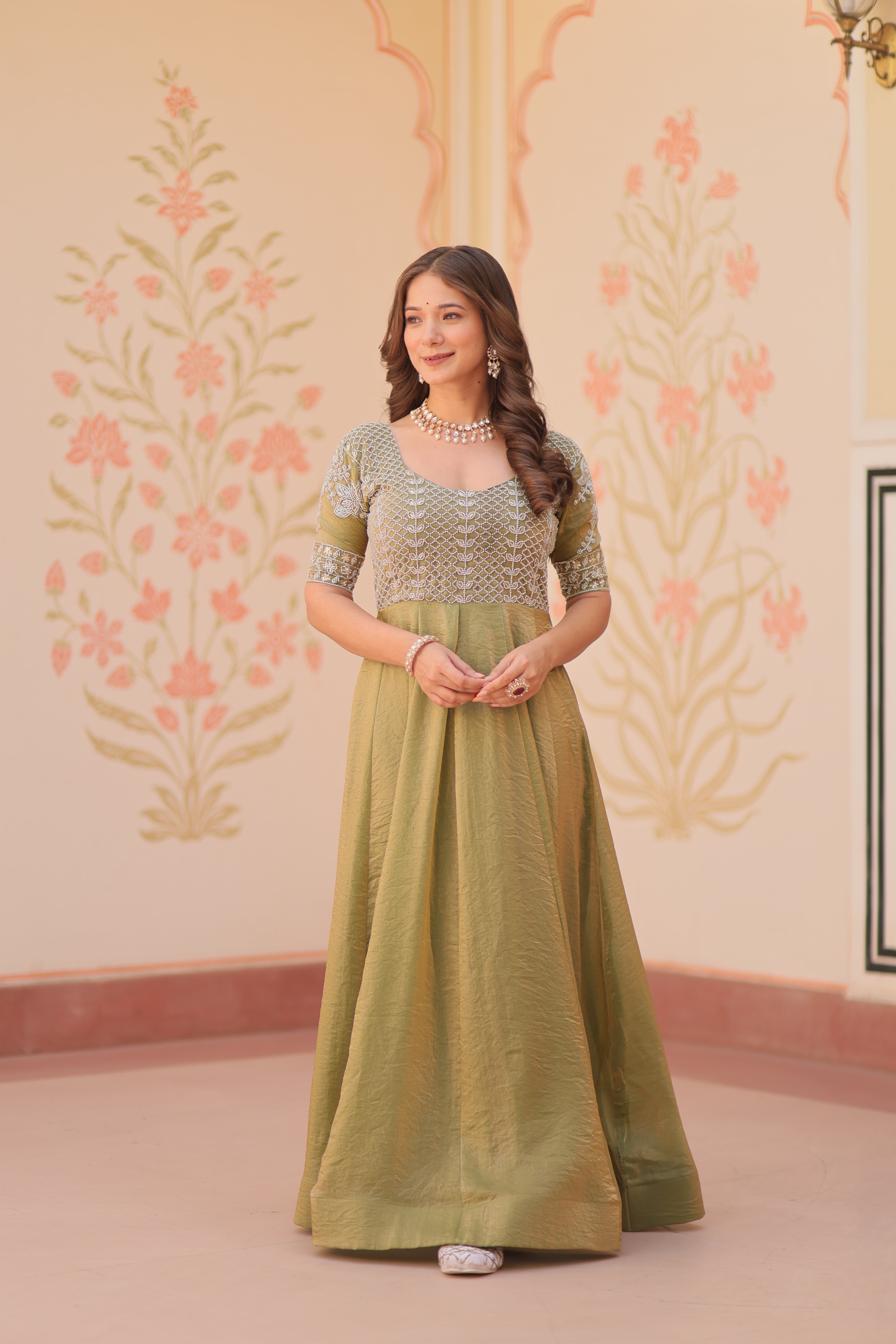 Fency Silk Ethnic Maxi Dress