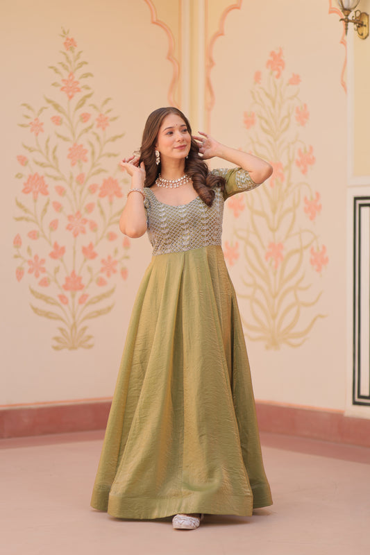 Fency Silk Ethnic Maxi Dress