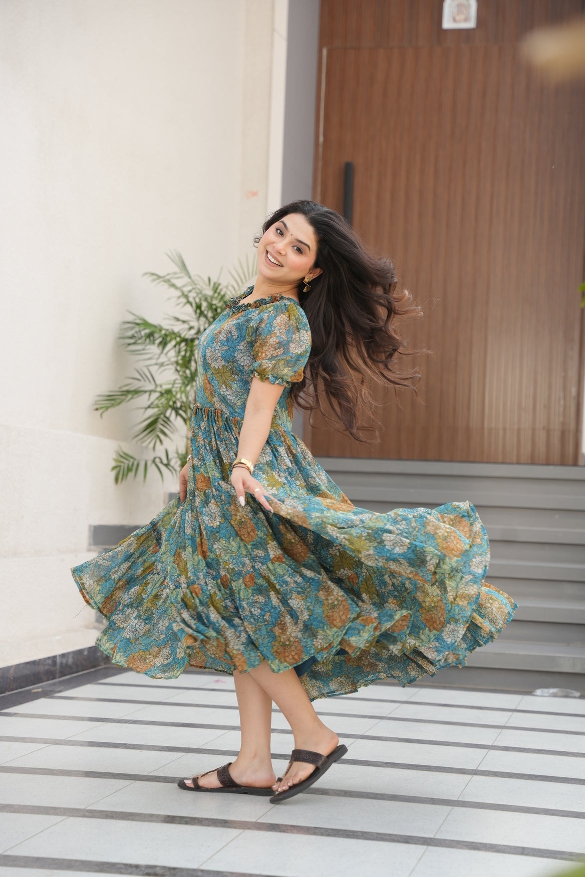 Multicolor Floral Georgette Dress