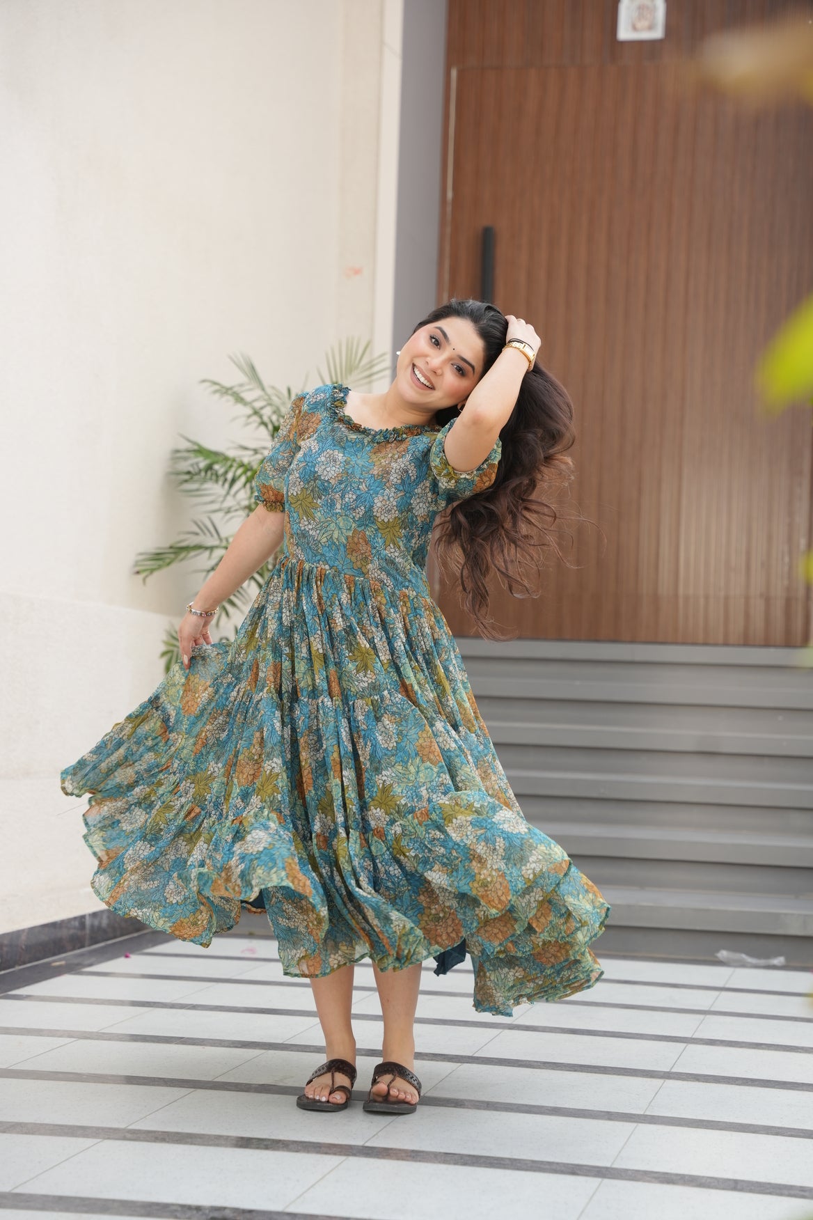 Multicolor Floral Georgette Dress