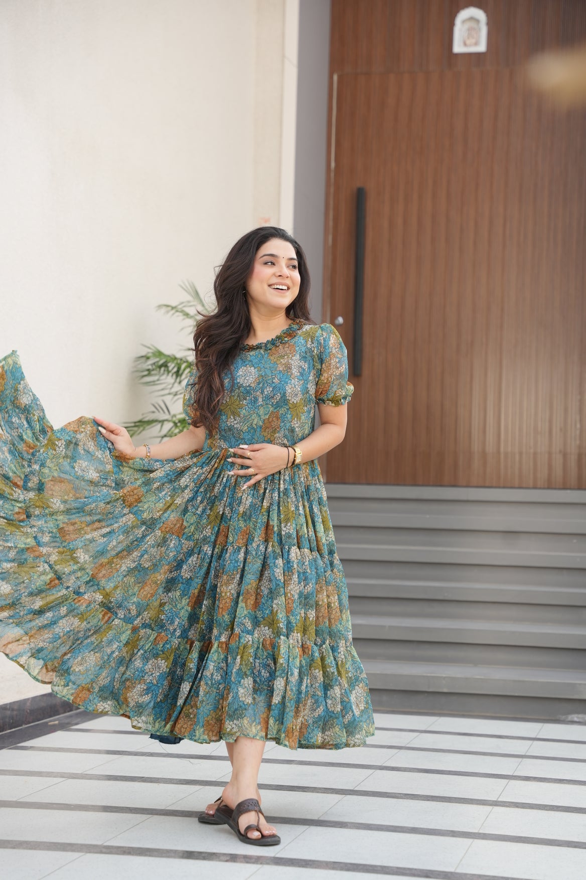 Multicolor Floral Georgette Dress