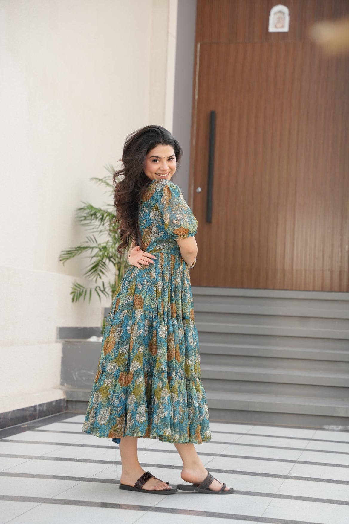 Multicolor Floral Georgette Dress