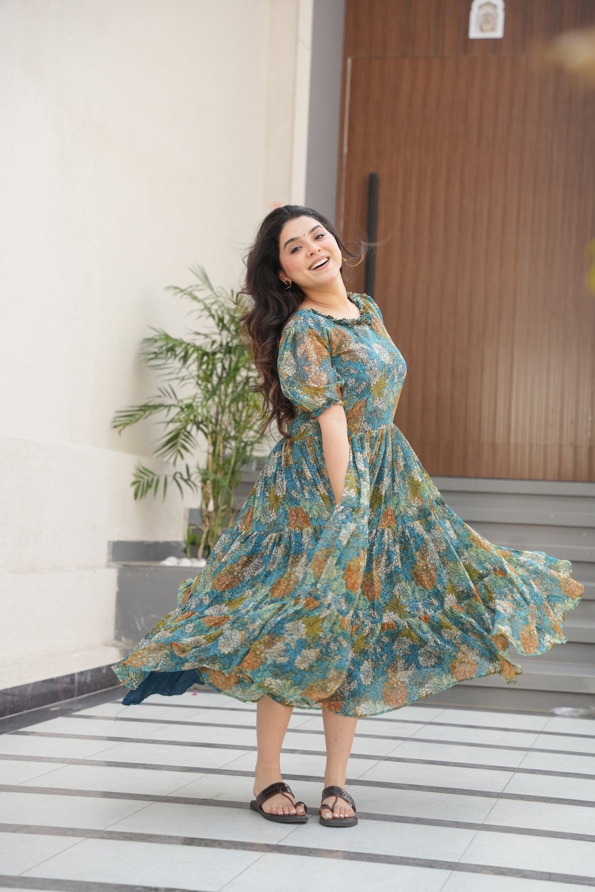Multicolor Floral Georgette Dress