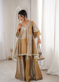 Two-Tone Tissue Coding Embroidery Top & Bottom Set with Batwa