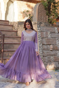 Lavender Sequins Georgette Dress