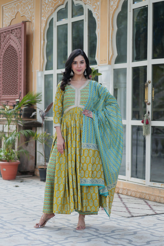 Multicolor Cotton Printed kurta palazzo set 