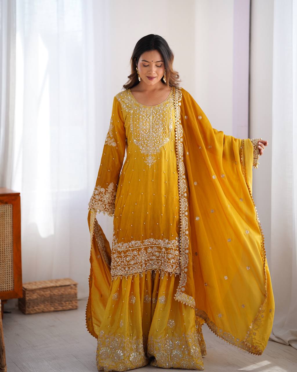 Mustard Sharara Suit