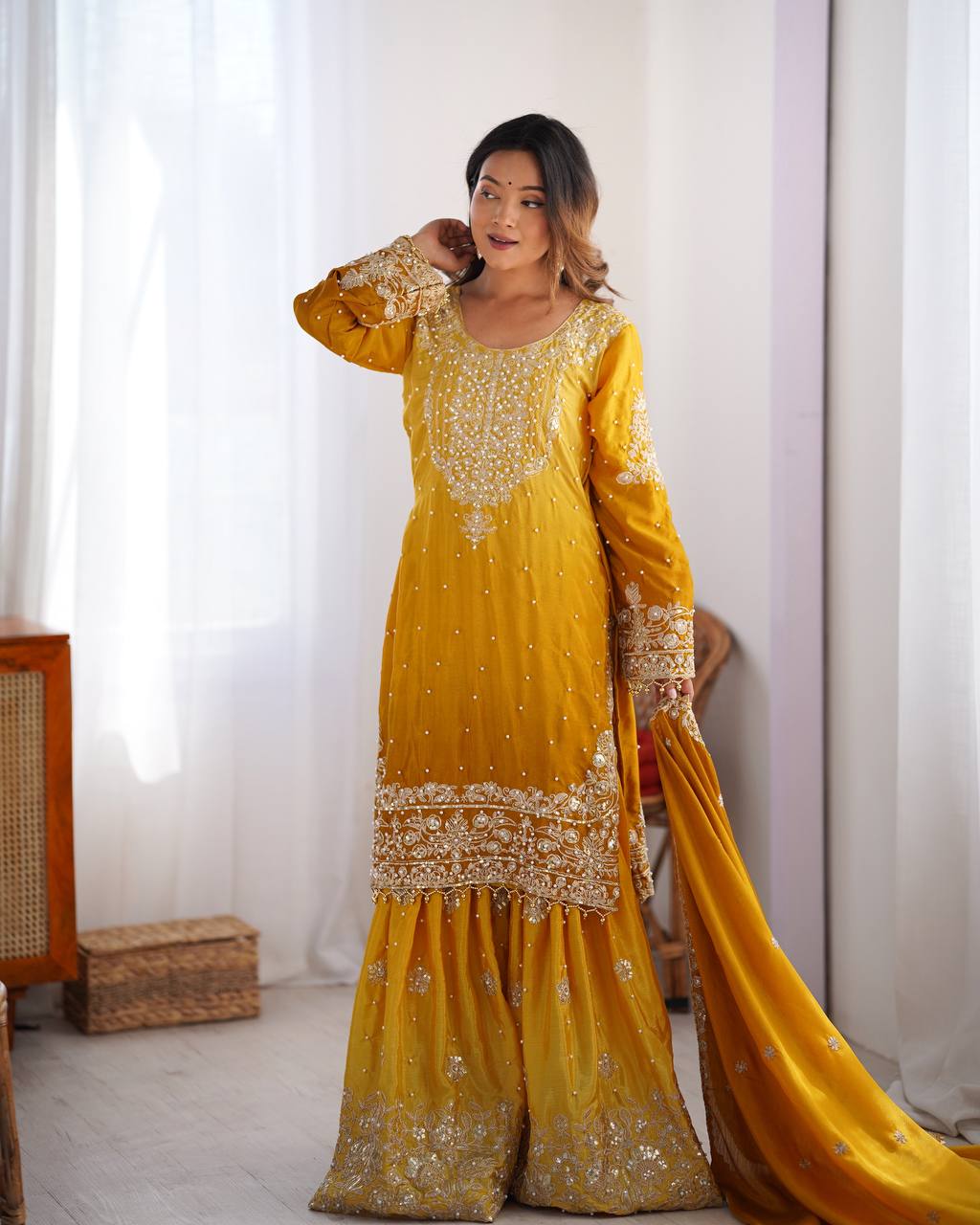 Mustard Sharara Suit