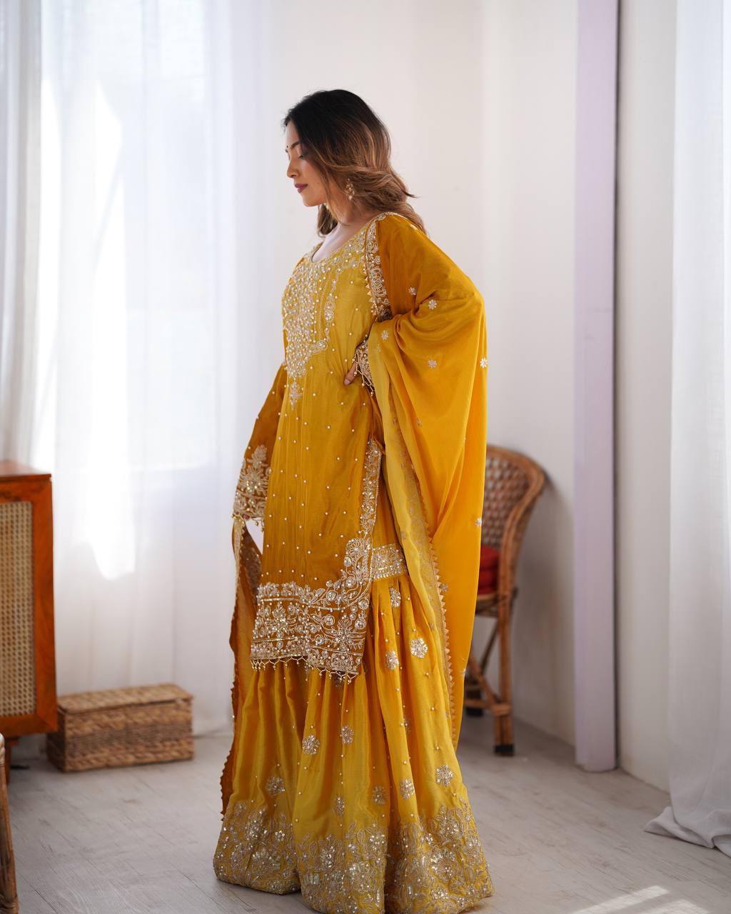 Mustard Sharara Suit