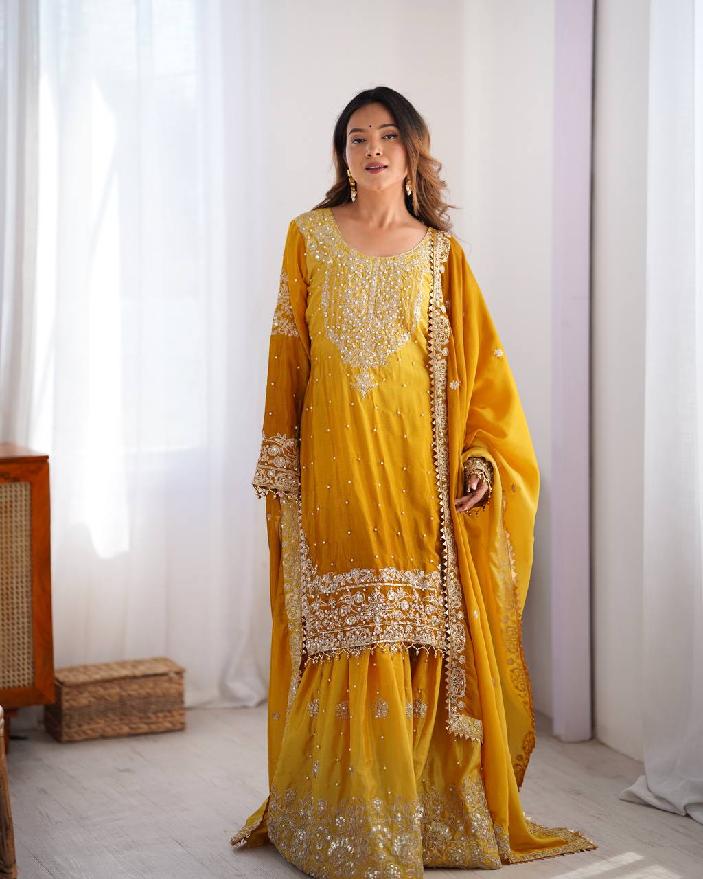 Mustard Sharara Suit