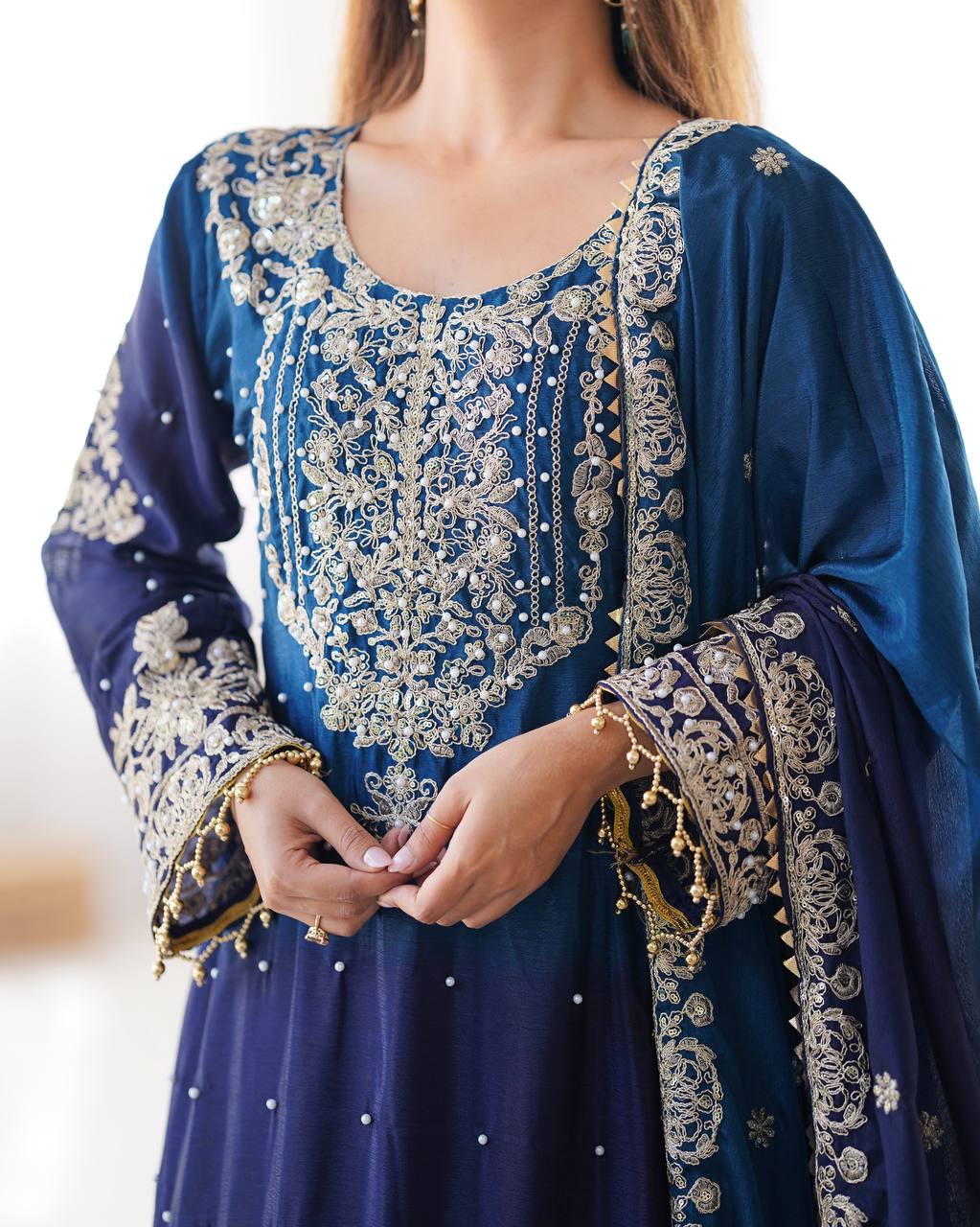 Navy Blue Sharara Suit