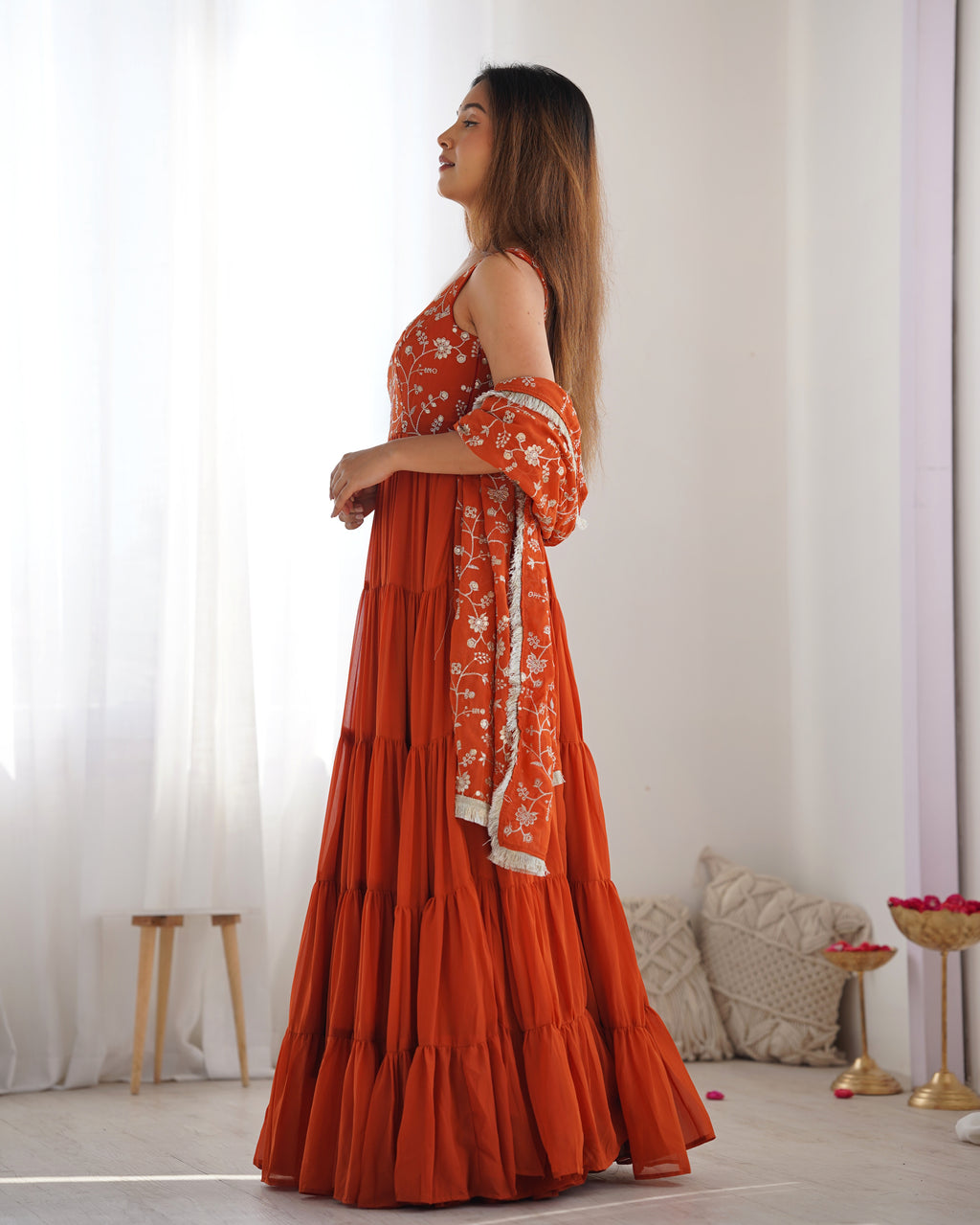 Orange Georgette Anarkali Suit with Dupatta 2