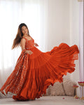 Orange Georgette Anarkali Suit with Dupatta main