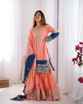 Peach Chinnon Sharara Suit