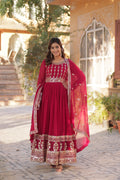 Pink Georgette Embroidery Maxi Ethnic Gown