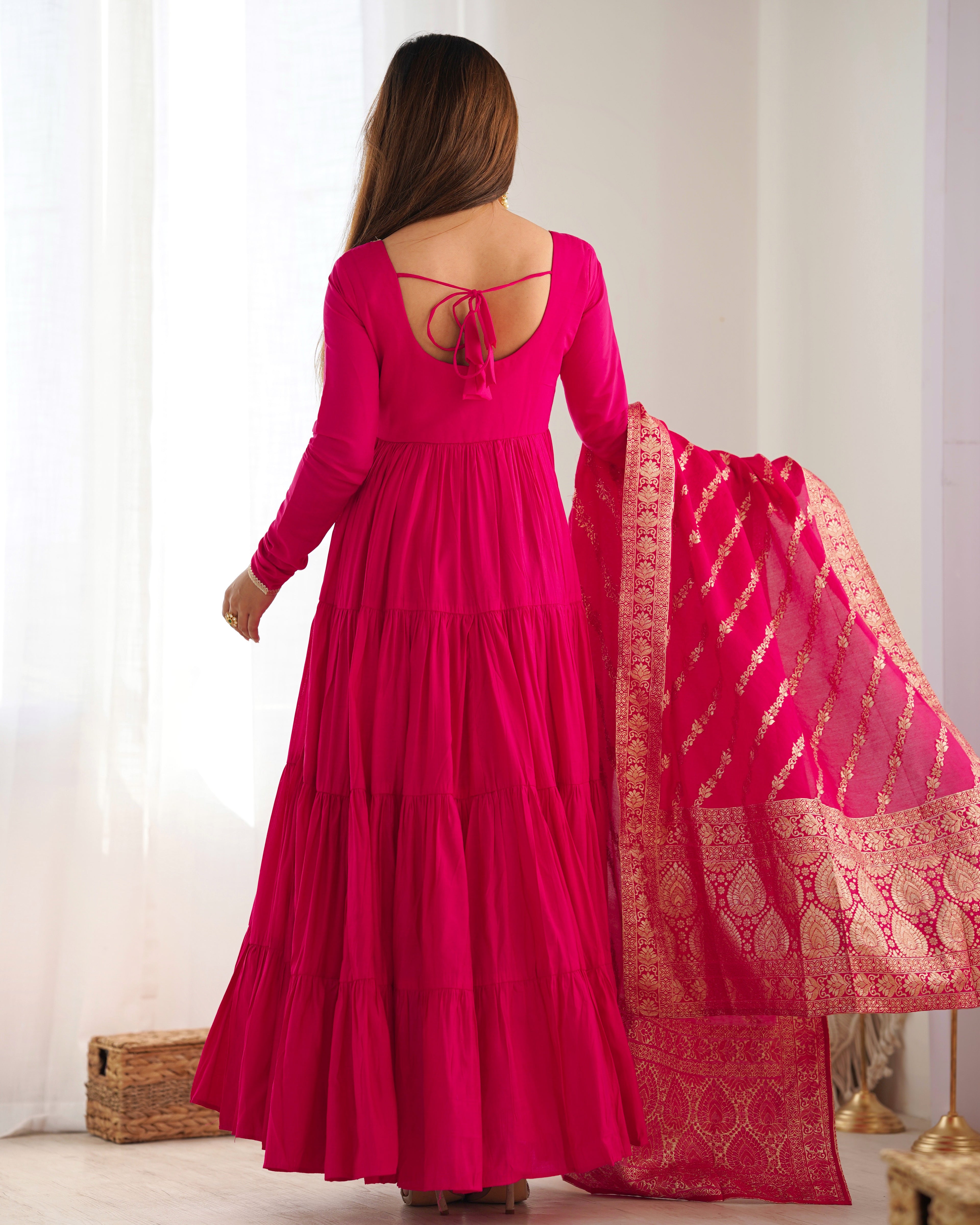 Pink Silk Anarkali Suit With Dupatta 1