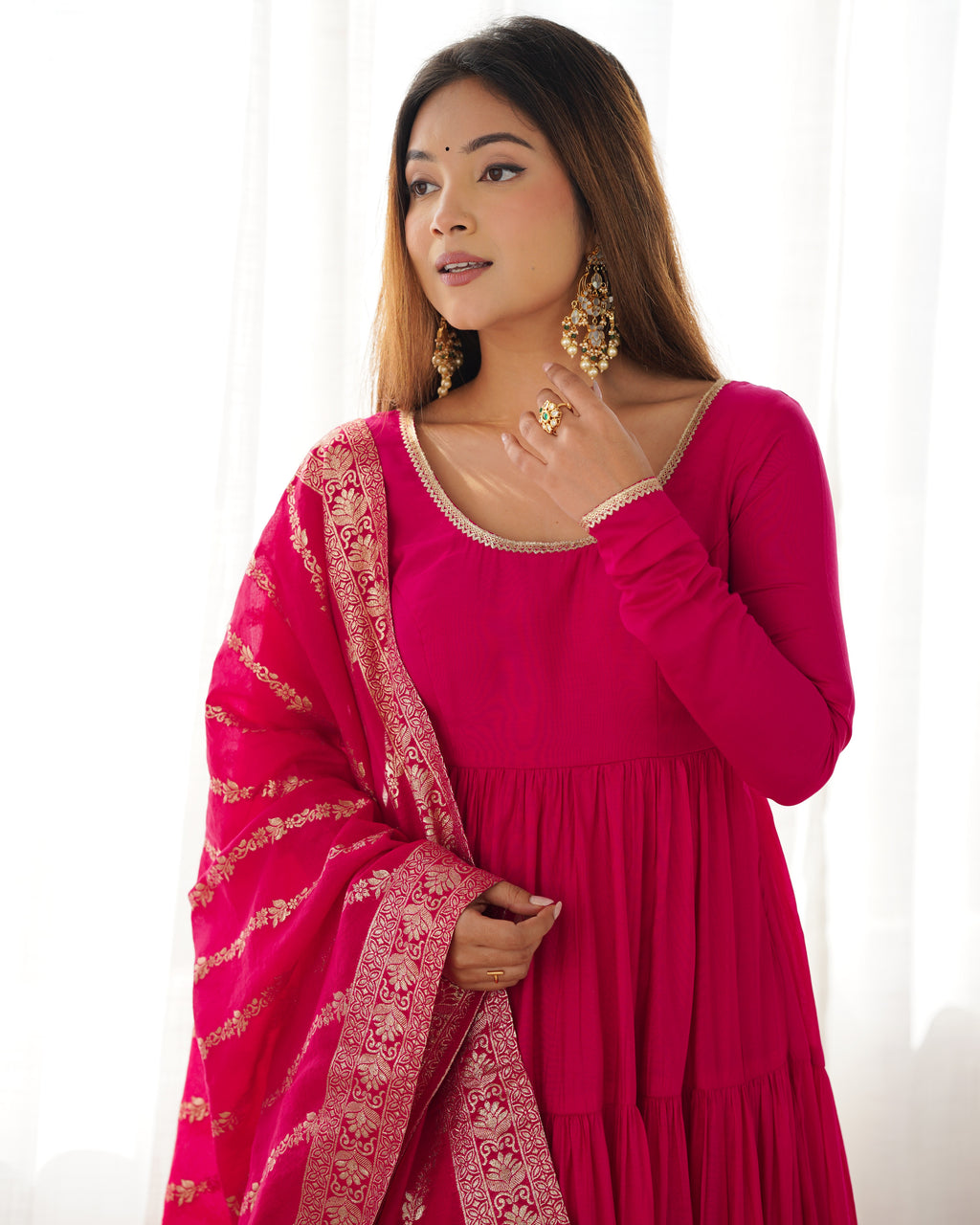 Pink Silk Anarkali Suit With Dupatta 2