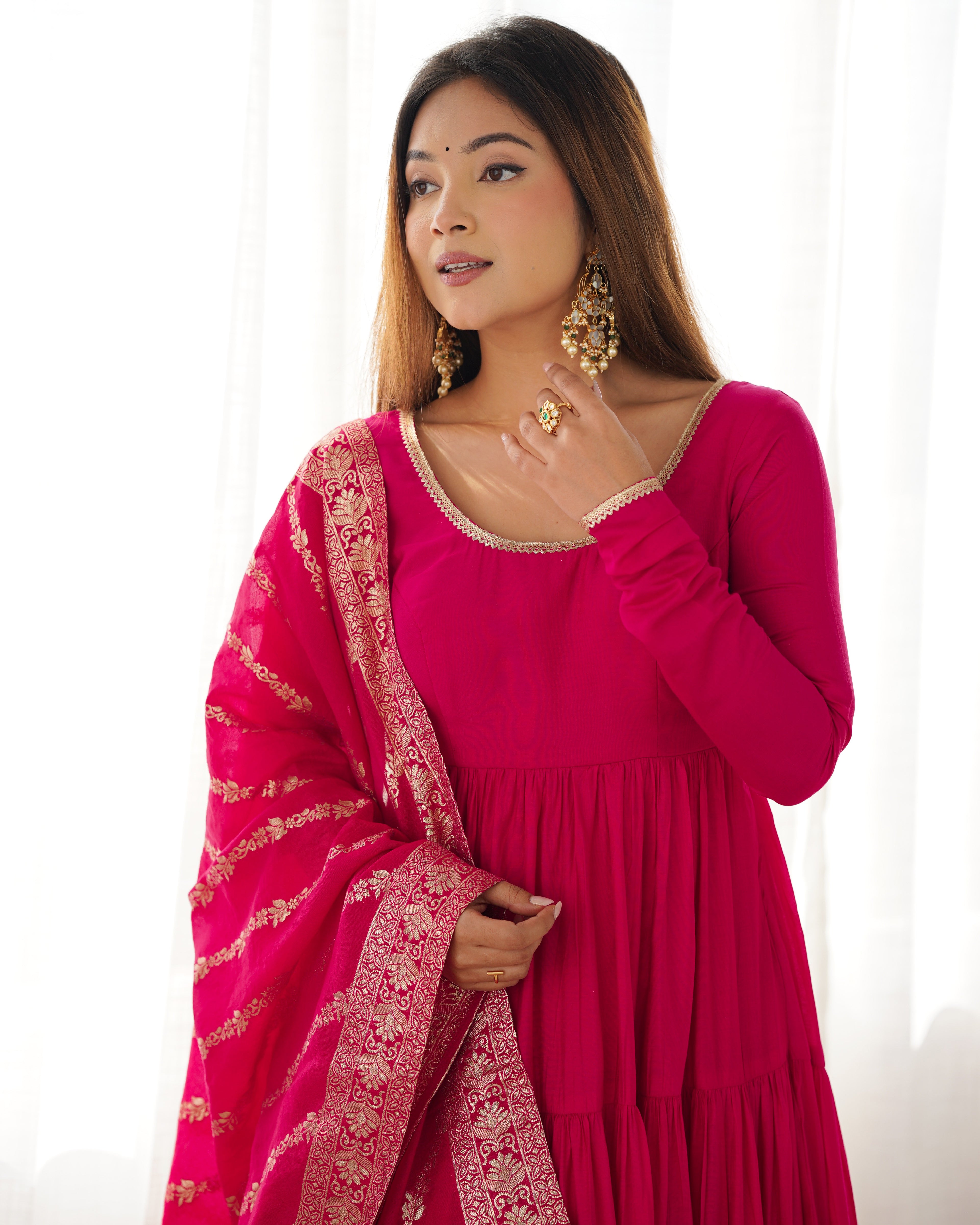 Pink Silk Anarkali Suit With Dupatta 2
