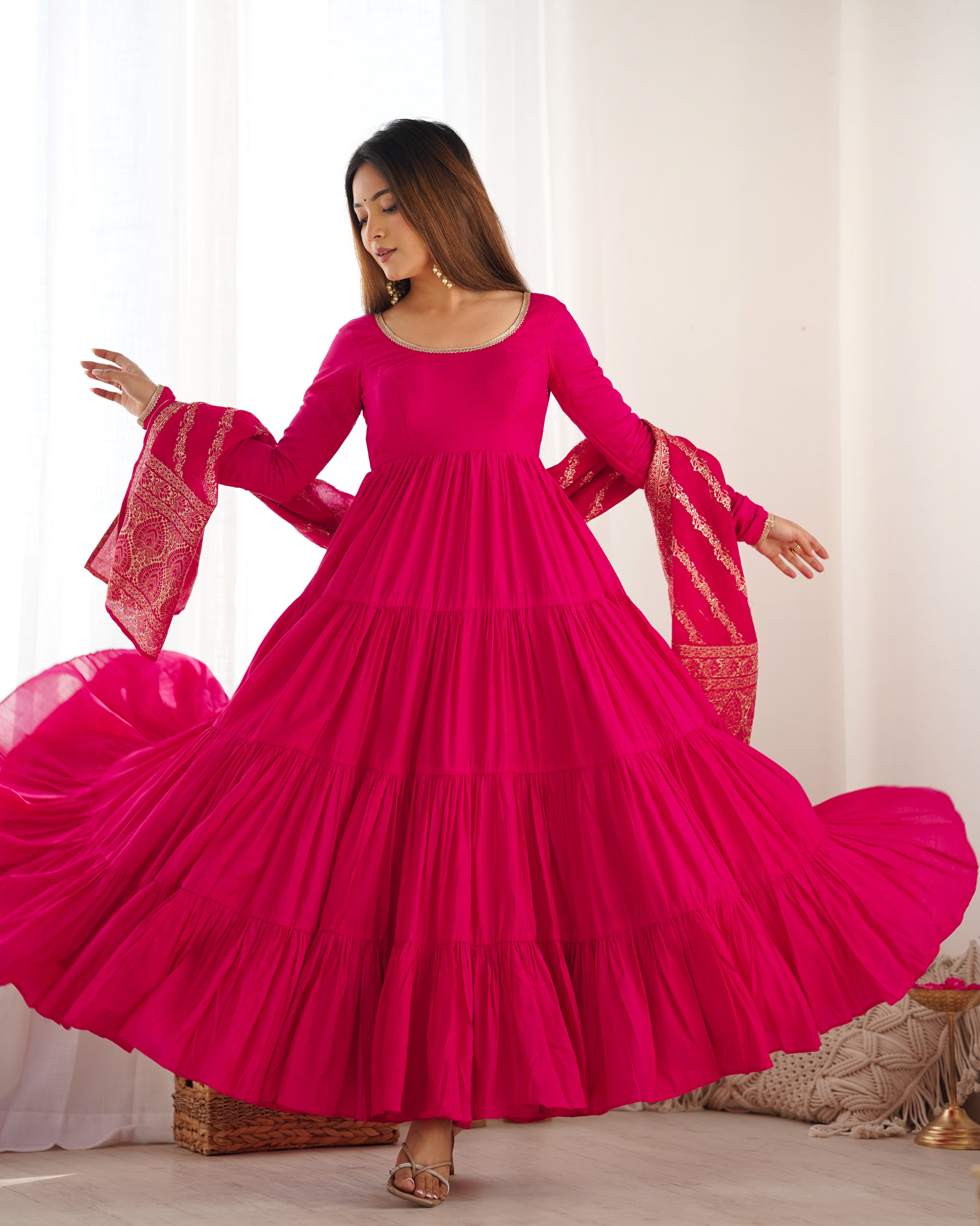 Pink Silk Anarkali Suit With Dupatta 3