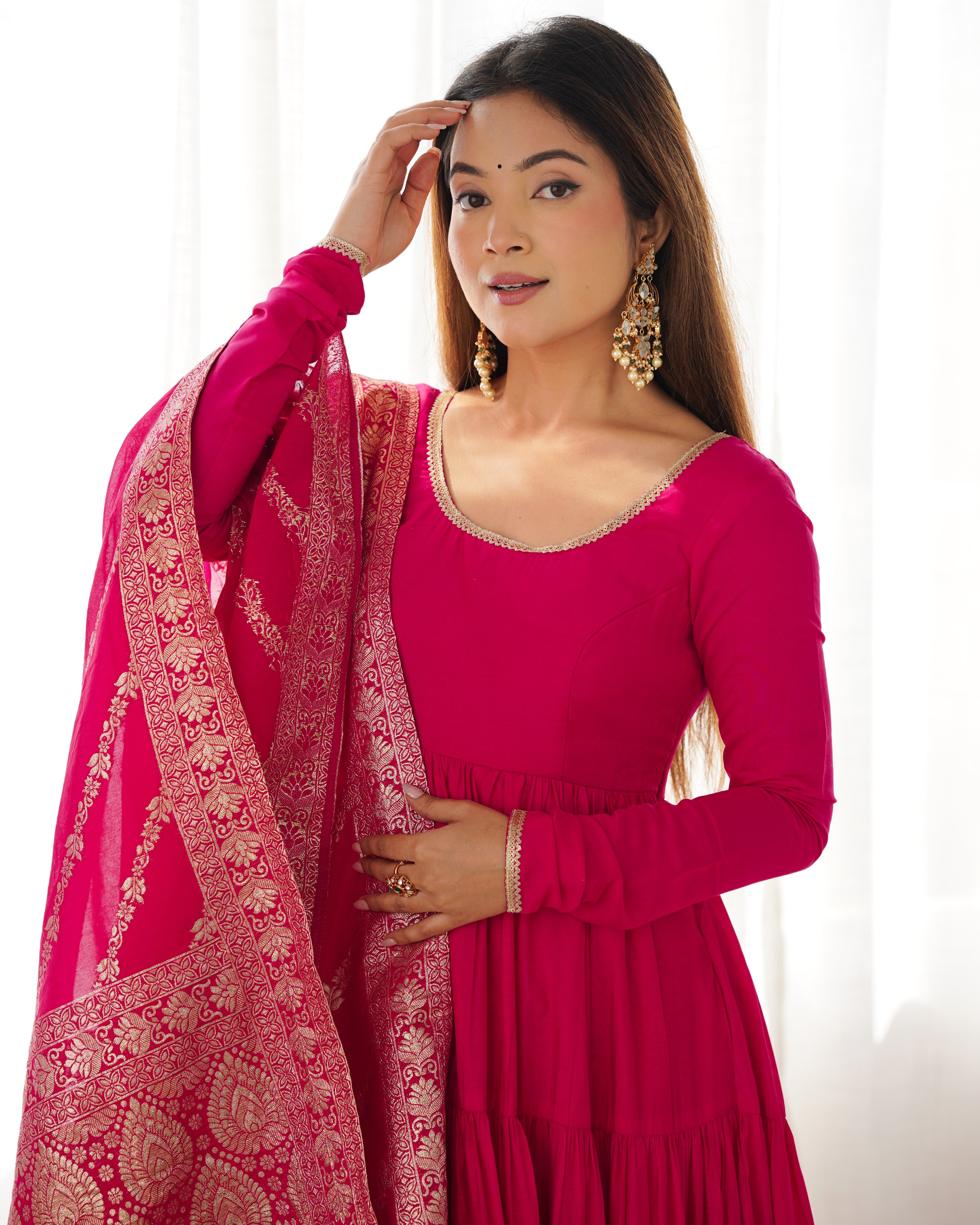 Pink Silk Anarkali Suit With Dupatta 7