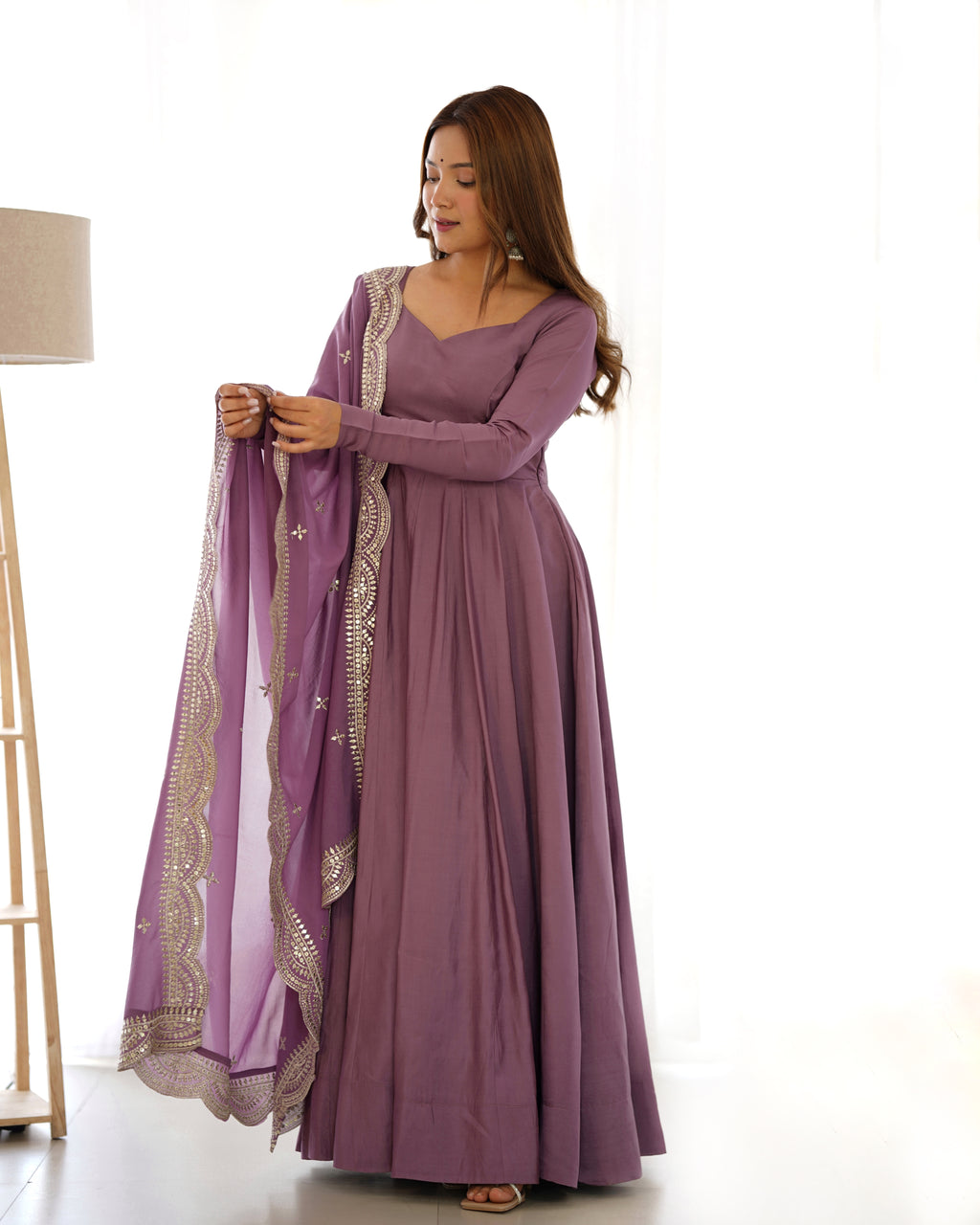 Purple Silk Anarkali Suit With Embroidered 4