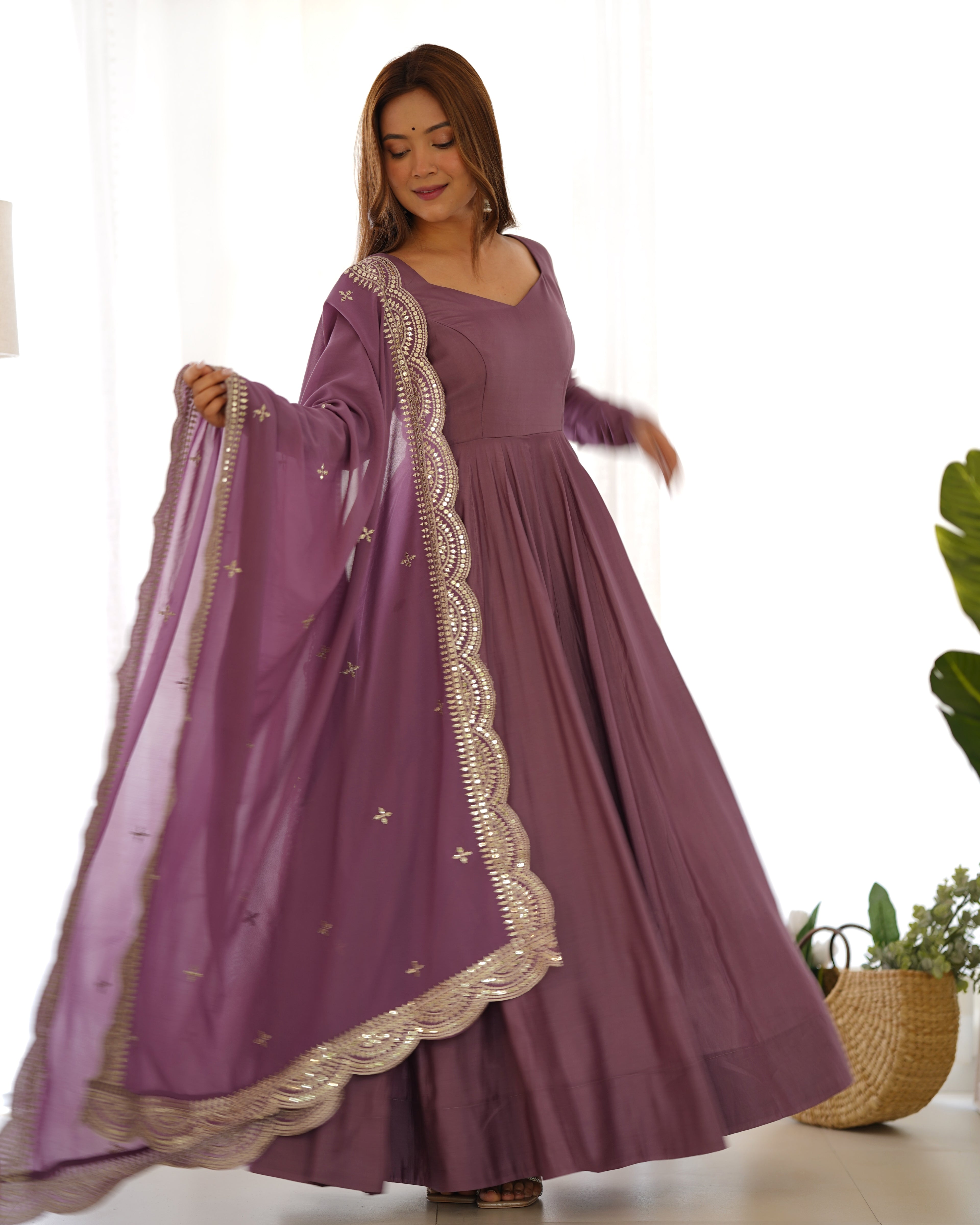 Purple Silk Anarkali Suit With Embroidered 5