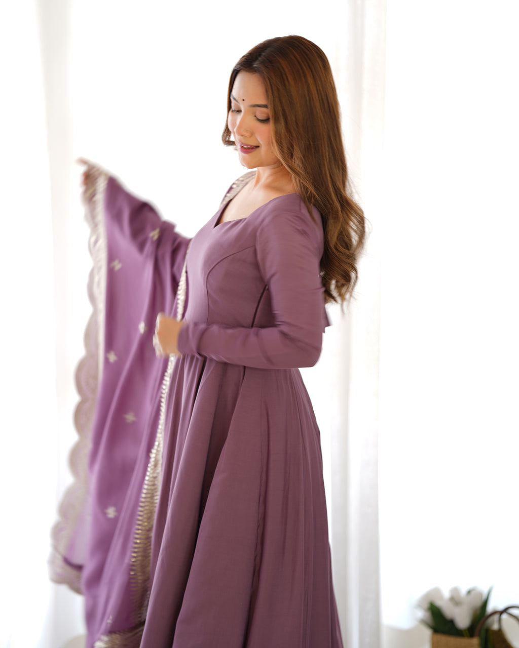 Purple Silk Anarkali Suit With Embroidered 9