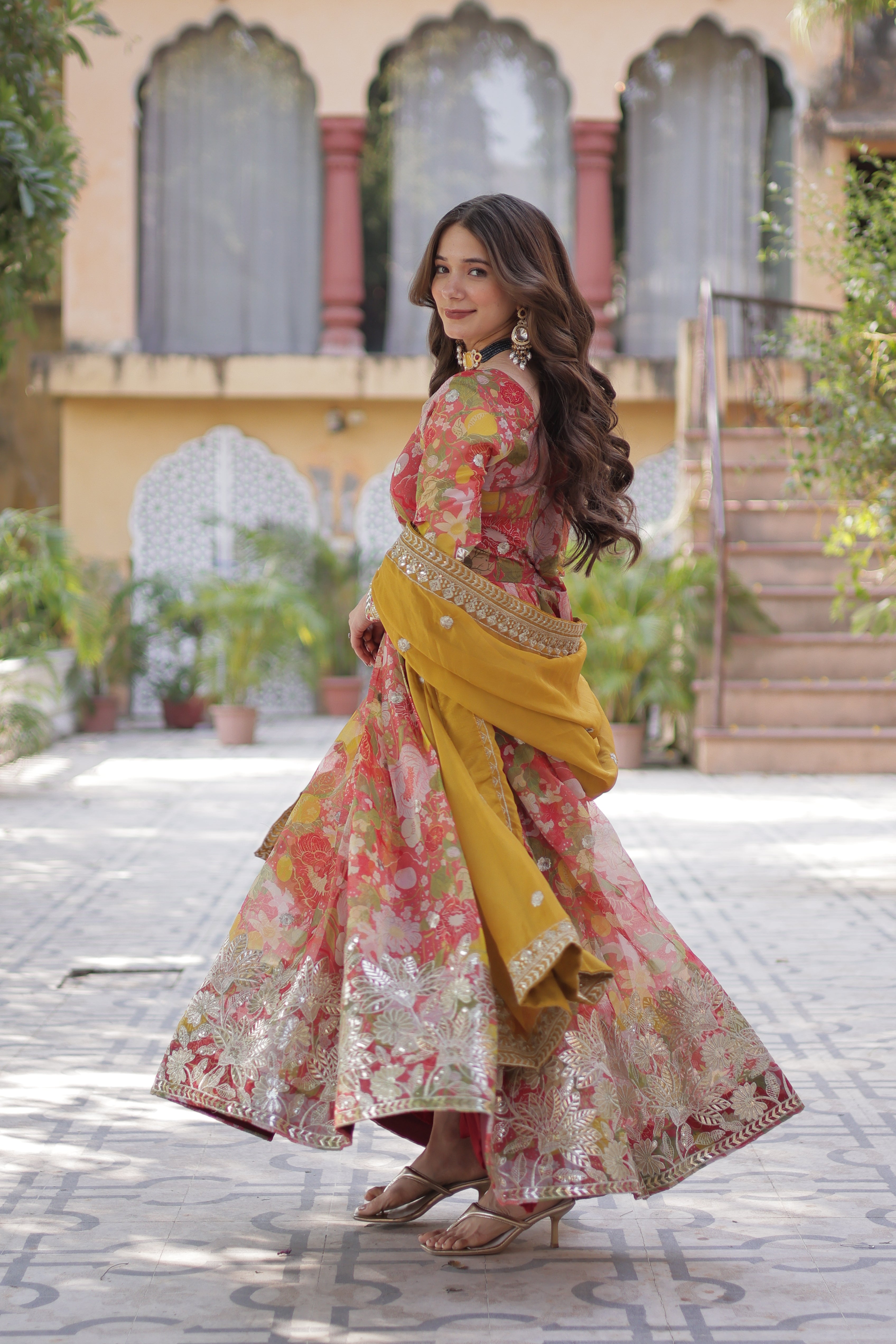 Silk Embroidery Anarkali Dress With Dupatta